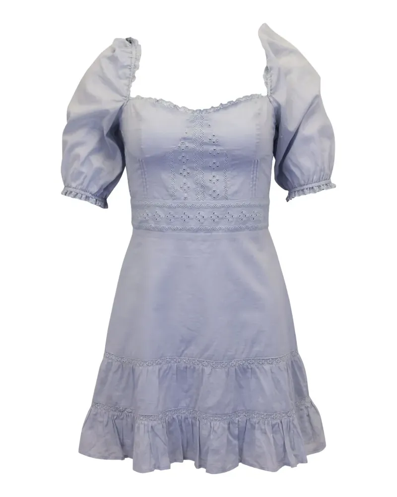 Reformation Gesmoktes Paxton Minikleid - Blau Blau