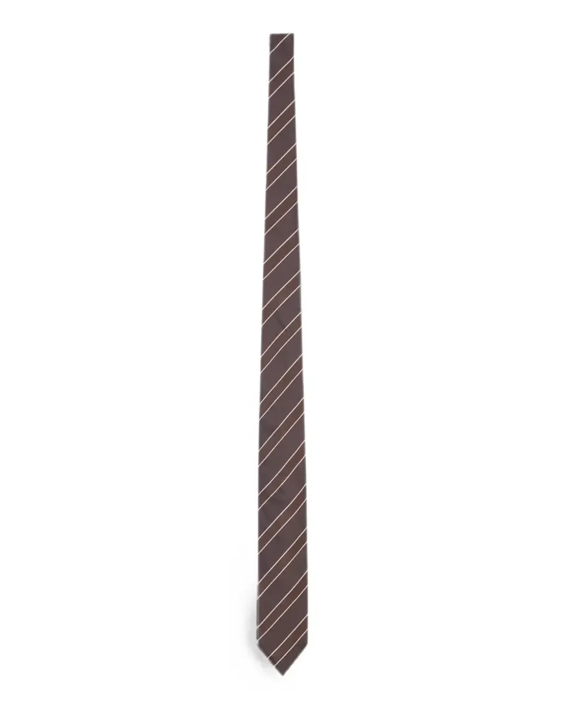 LARDINI Seidenkrawatte mit diagonalen Streifen - Braun Braun