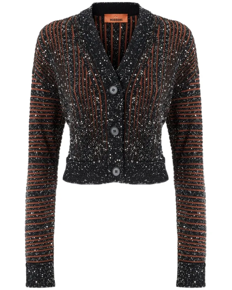 Missoni Gestreifter Cardigan - Schwarz Schwarz