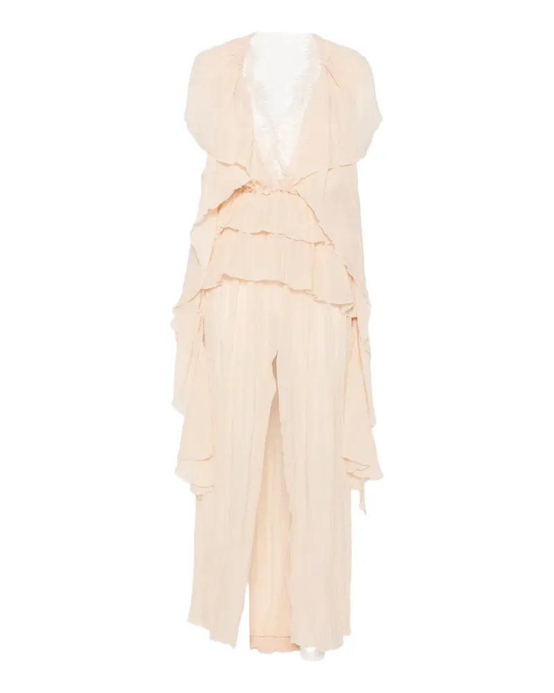 Blumarine Plissiertes Maxikleid mit Rüschen - Rosa Rosa