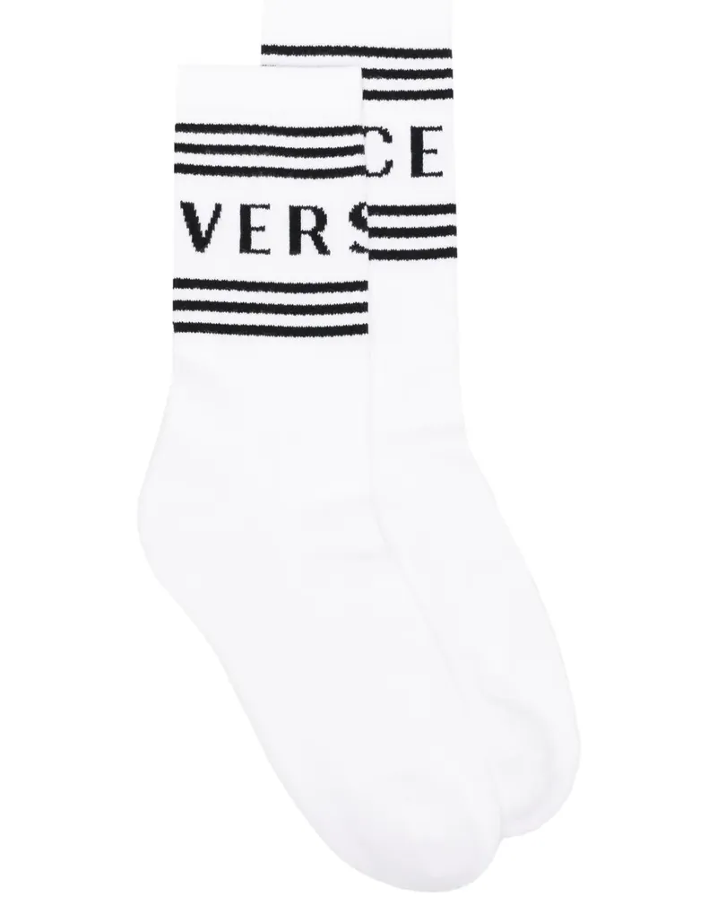 Versace Socken mit 90s Vintage-Logo - Weiß Weiß