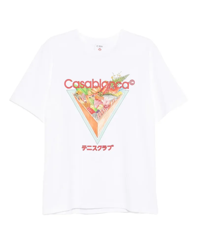 Casablanca Paris T-Shirt mit Tennis Club-Print - Weiß Weiß