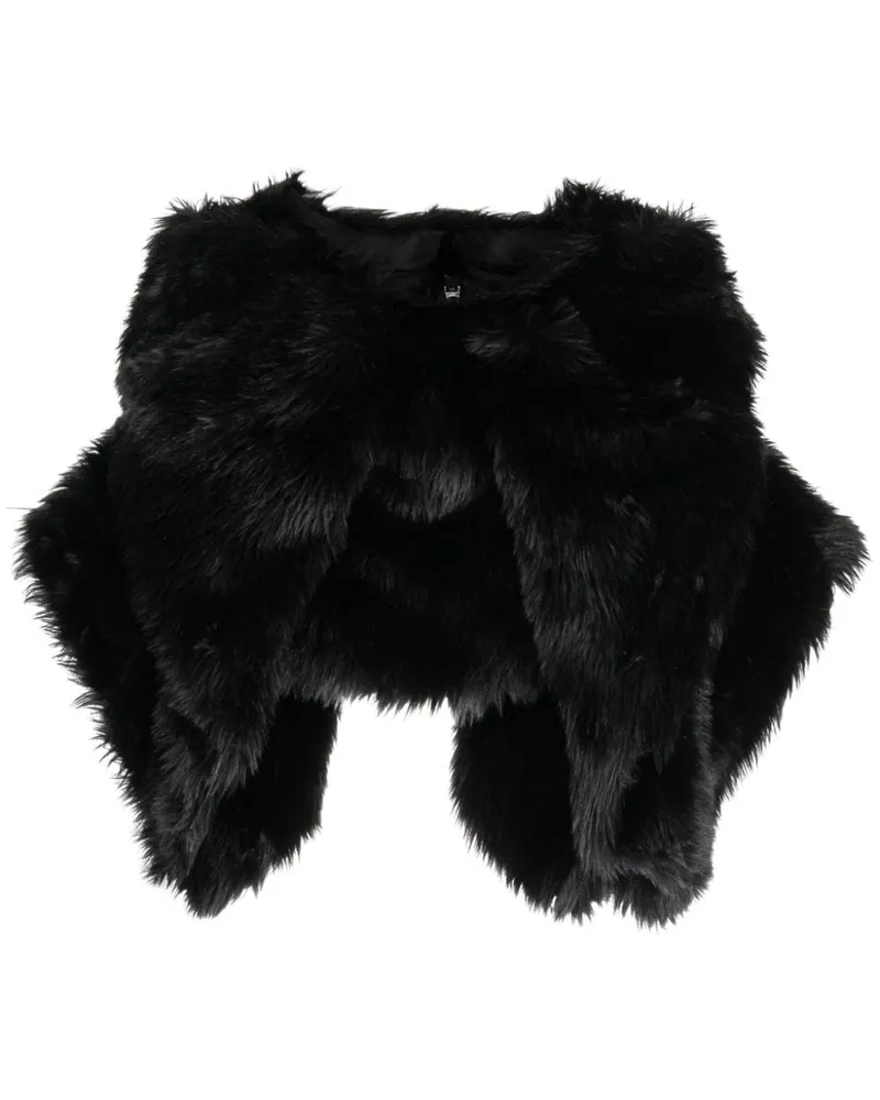 Comme des Garçons Cropped-Bluse mit Pelzbesatz - Schwarz Schwarz