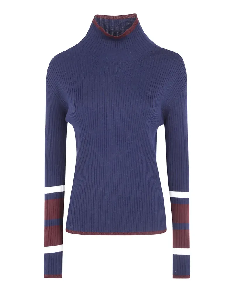 Mantù ribbed fine-knit striped-sleeve top - Blau Blau