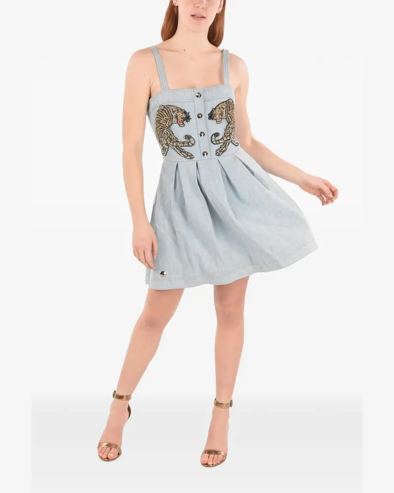 Philipp Plein Verziertes Minikleid aus Denim - Blau Blau