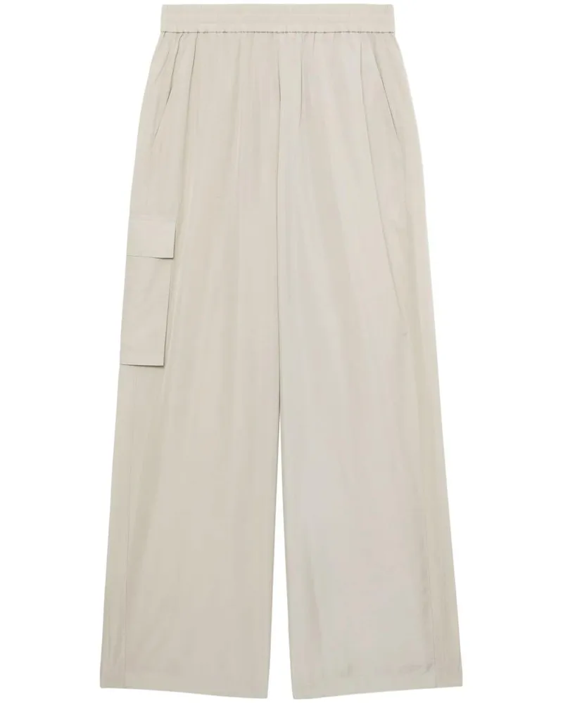 tibi Italian Sporty Wide-Leg-Hose Nude