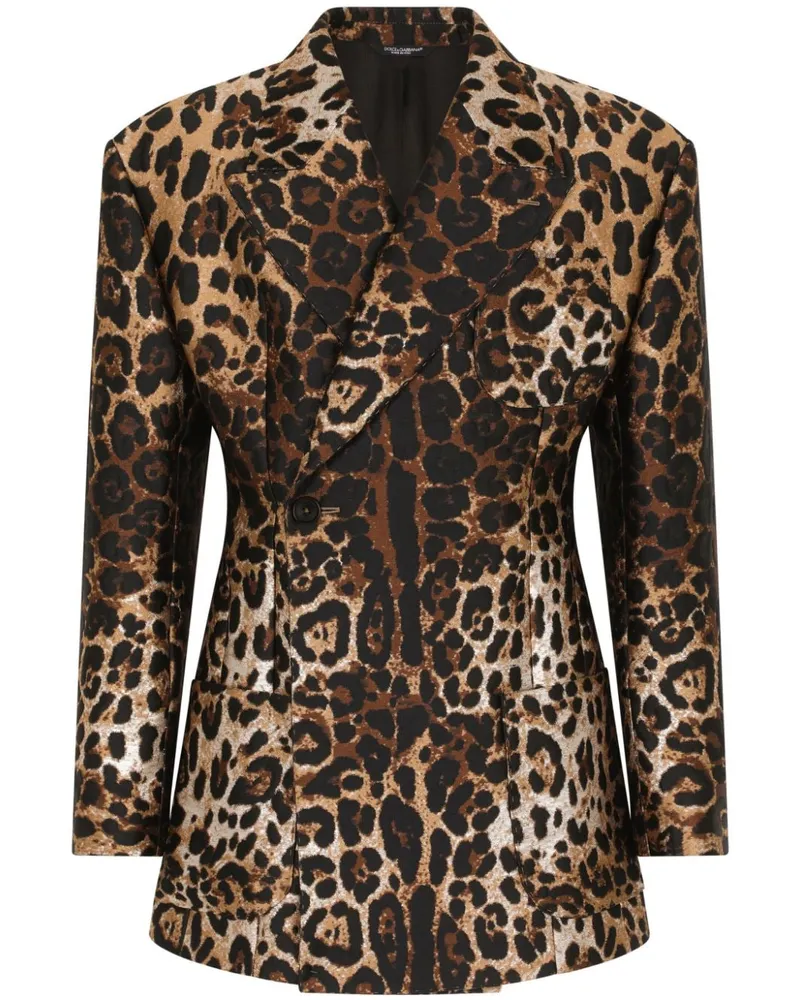 Dolce & Gabbana Jacquard-Sakko mit Leopardenmuster - Braun Braun