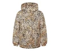 Kapuzenjacke mit Leoparden-Print - Nude