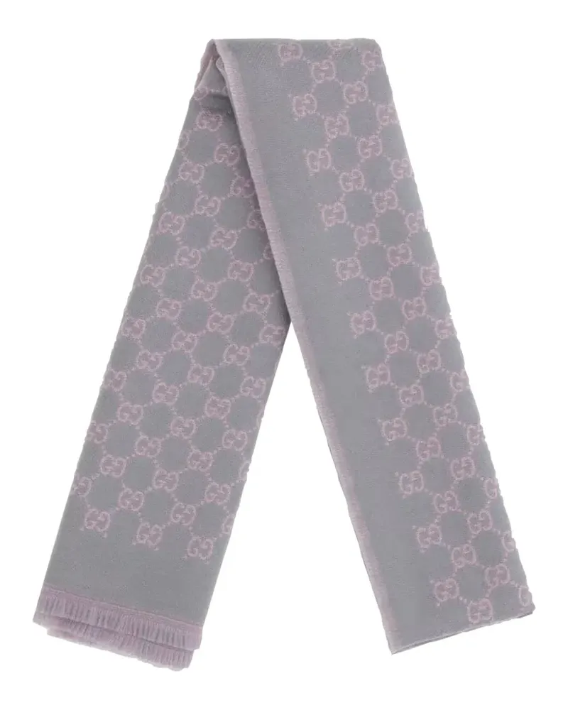 Gucci Schal mit GG-Monogramm und Fransen - Grau Grau