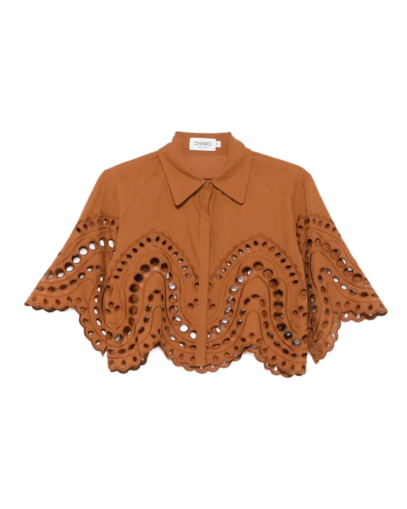 Charo Ruiz Cropped-Hemd mit Lochstickerei - Braun Braun