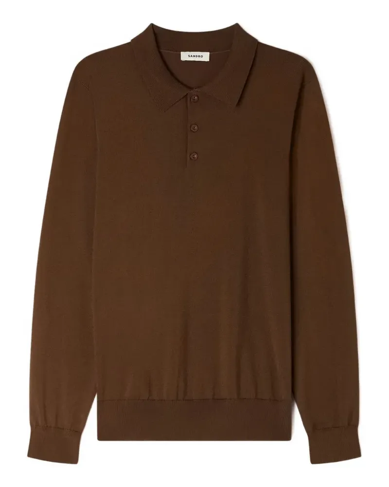 Sandro Langärmeliges Poloshirt - Braun Braun