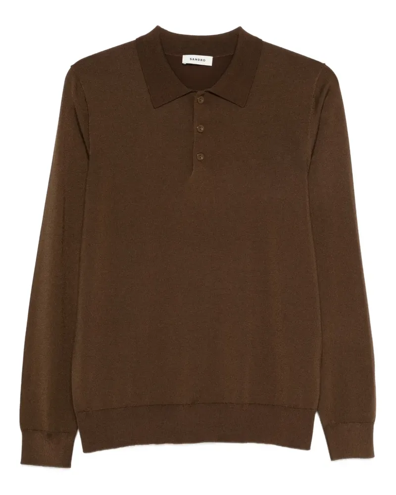 Sandro Langärmeliges Poloshirt - Braun Braun