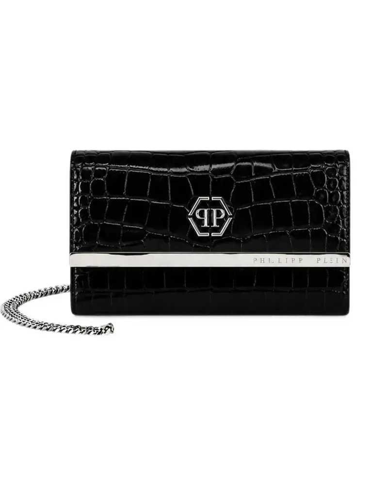 Philipp Plein Clutch mit Kroko-Effekt - Schwarz Schwarz