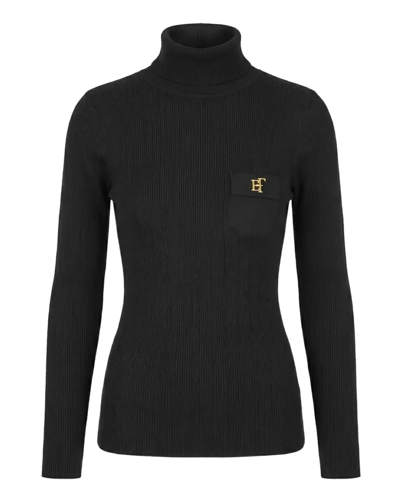 Elisabetta Franchi ribbed-knit logo turtleneck sweater - Schwarz Schwarz