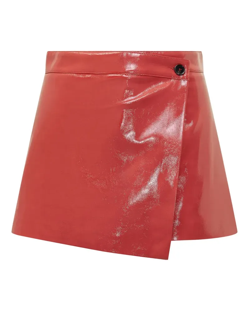 MSGM Asymmetrischer Hosenrock aus Lackleder - Rot Rot