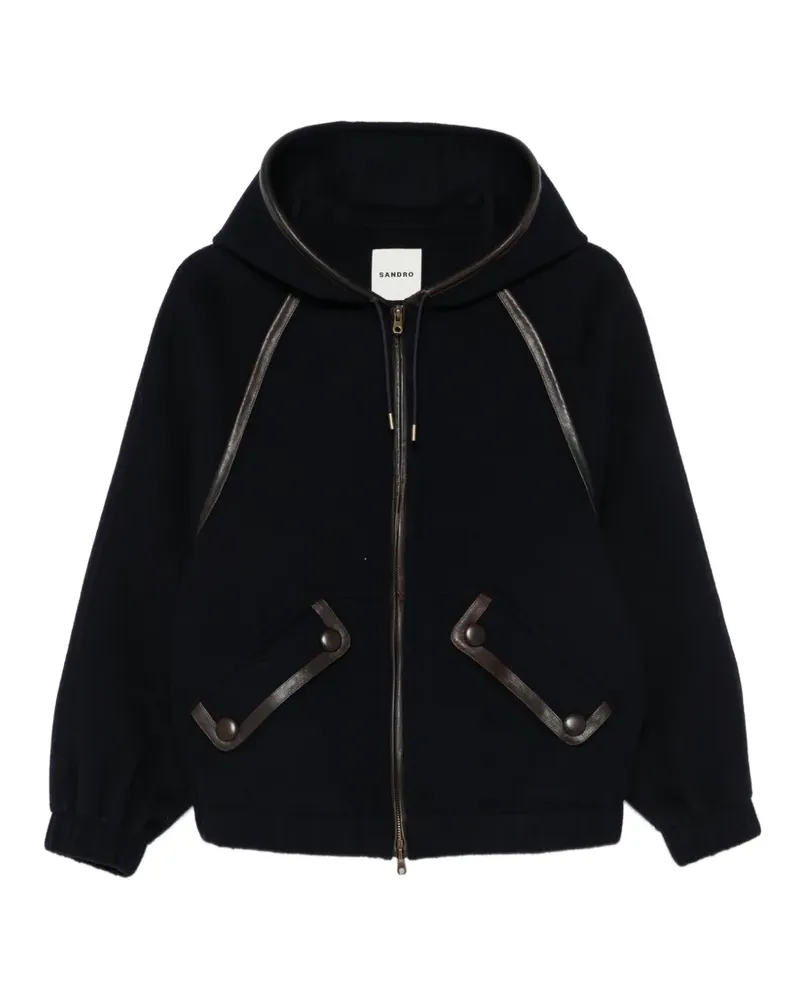 Sandro Jacke mit Lederbesatz - Blau Blau