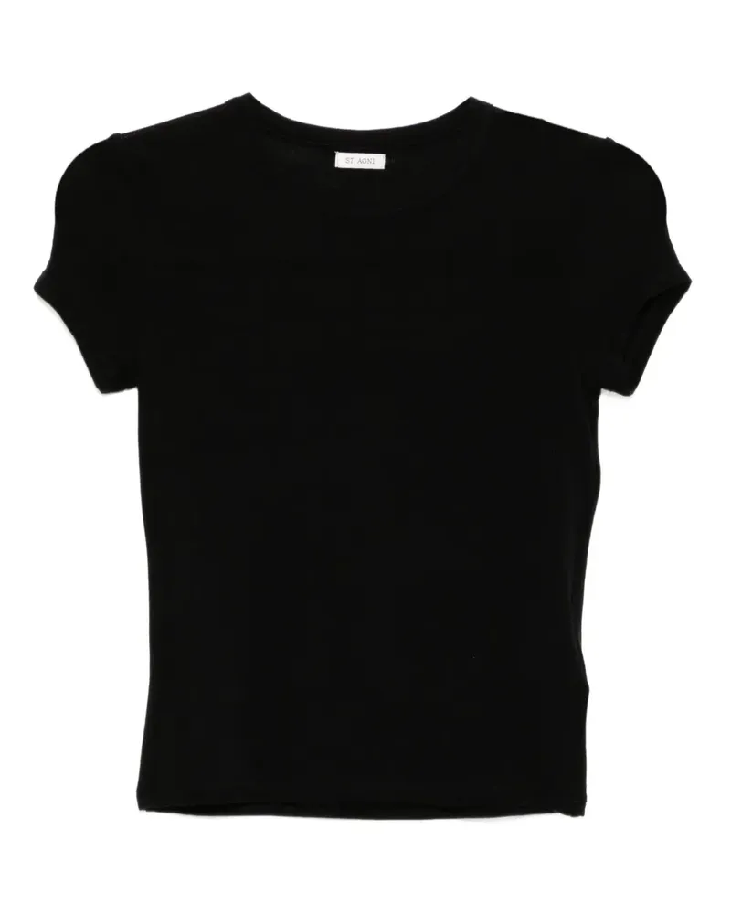 St. Agni Kurzes T-Shirt aus Jersey - Schwarz Schwarz