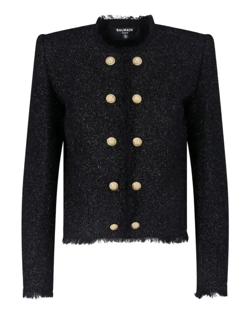 Balmain lion-button tweed jacket - Schwarz Schwarz