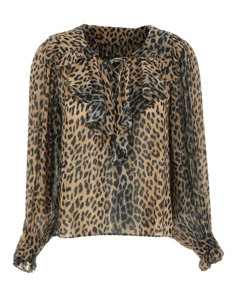 RIXO Milia ruffle-trimmed blouse - Nude Nude