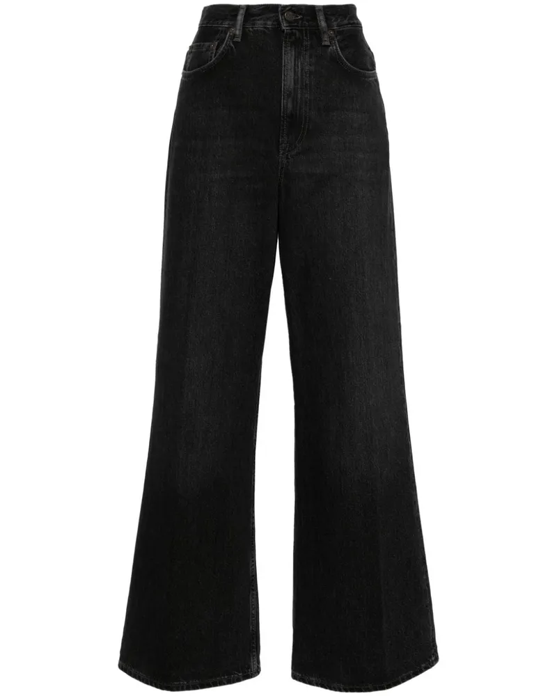 Acne Studios 2022F High-Rise-Jeans mit weitem Bein Schwarz