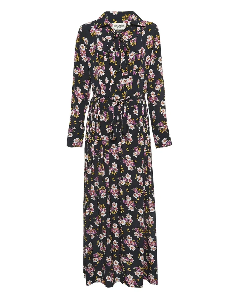 Zadig & Voltaire Plisseekleid mit Blumenmuster - Schwarz Schwarz