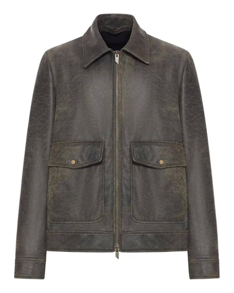 Salvatore Santoro flap-pocket leather jacket - Braun Braun