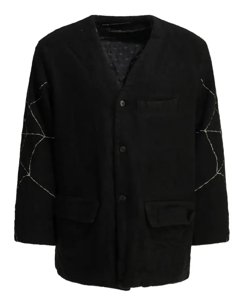 KAPITAL embroidered collarless jacket - Schwarz Schwarz