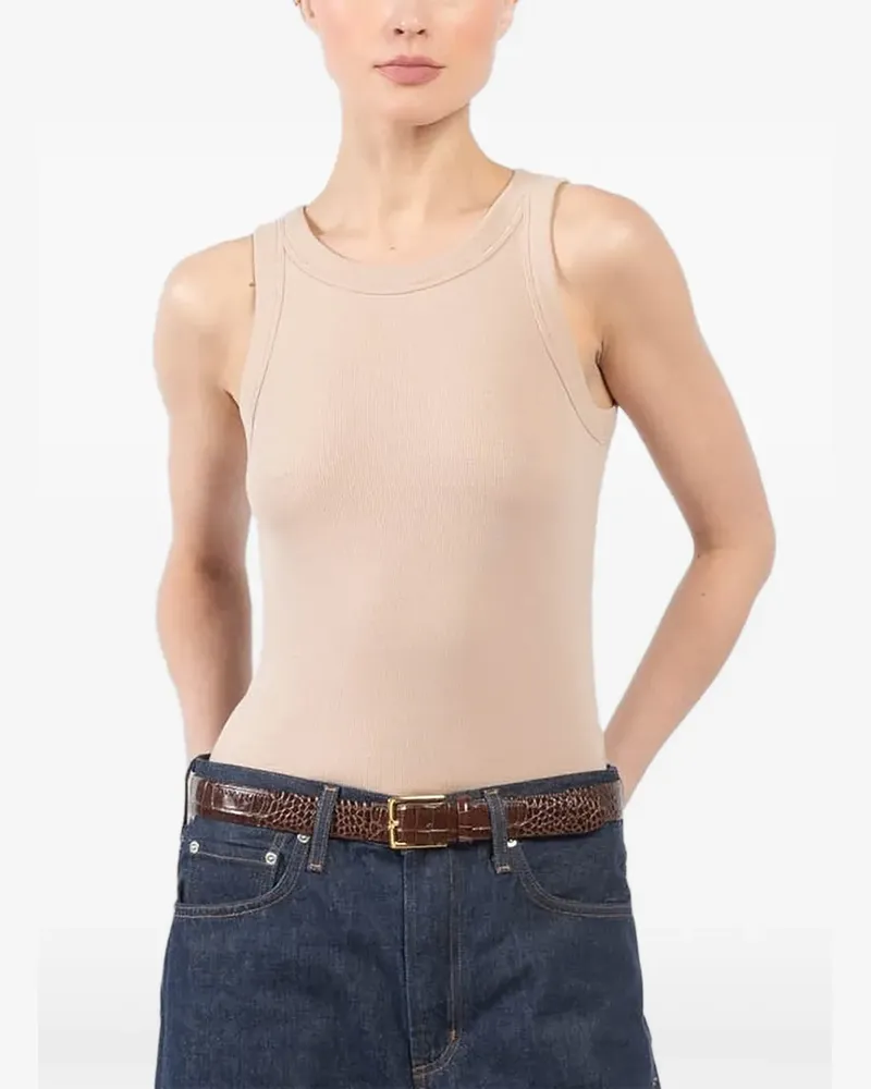 Velvet ribbed round-neck tank top - Nude Nude