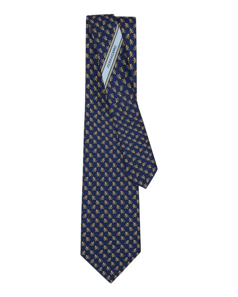 Ferragamo Krawatte mit Gecko-Print - Blau Blau