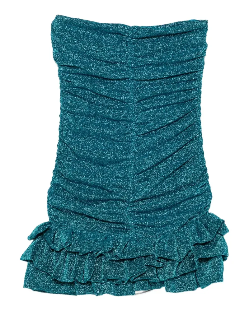 Amen Gerafftes Minikleid mit Rüschen - Blau Blau