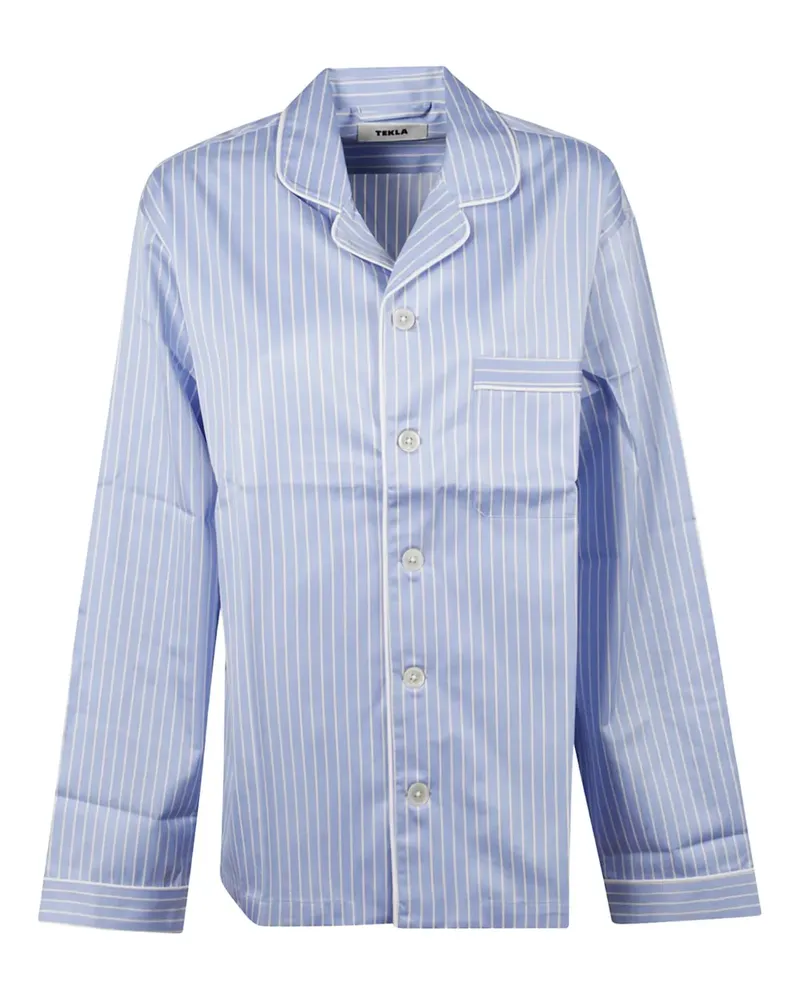 TEKLA striped pyjama shirt - Blau Blau