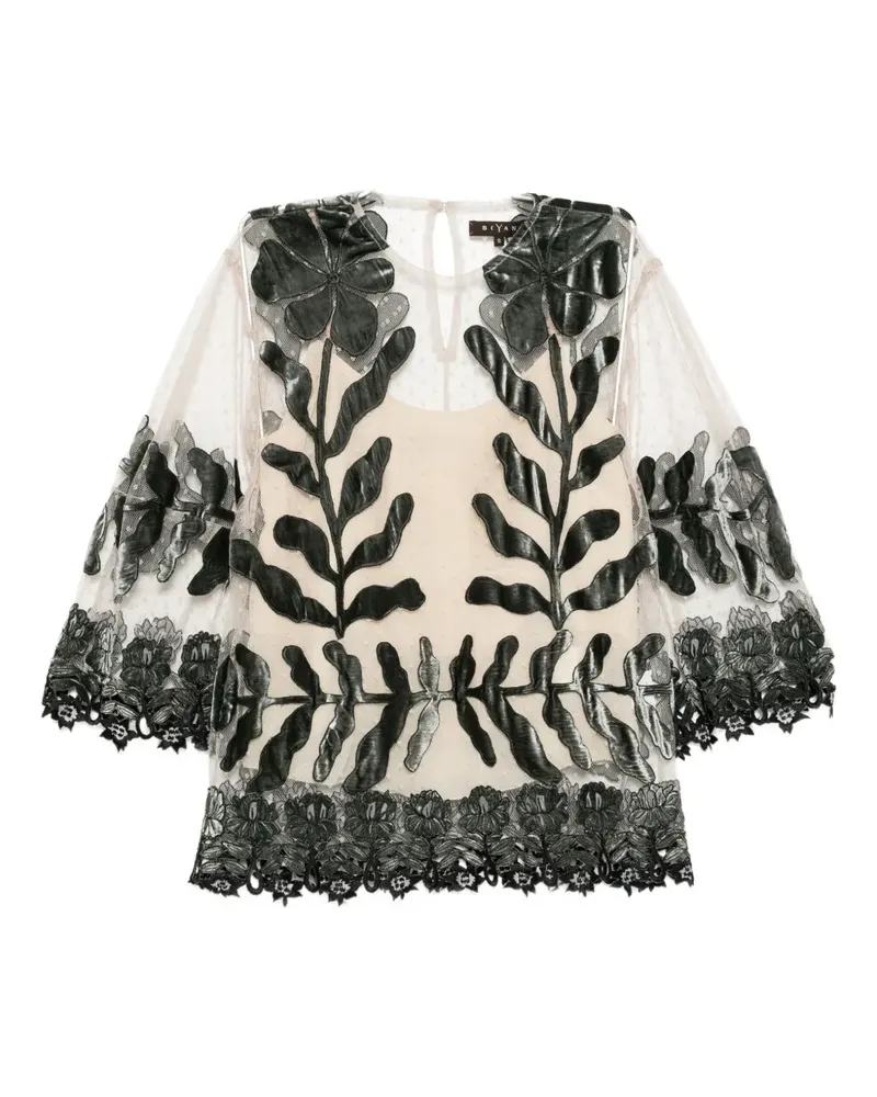 Biyan floral lace appliqué blouse - Nude Nude