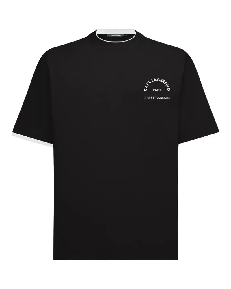 Karl Lagerfeld Rue St-Guillaume T-Shirt mit Doppelkragen - Schwarz Schwarz