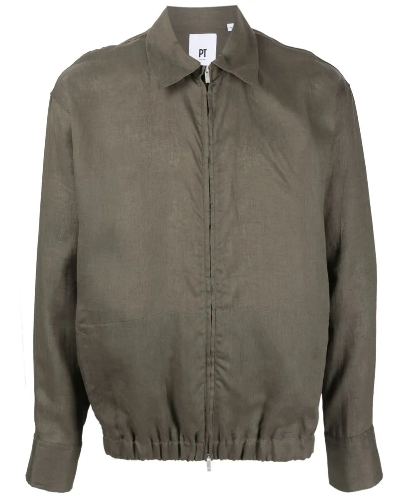 PT TORINO Hemdjacke aus Leinen - Grün Grün
