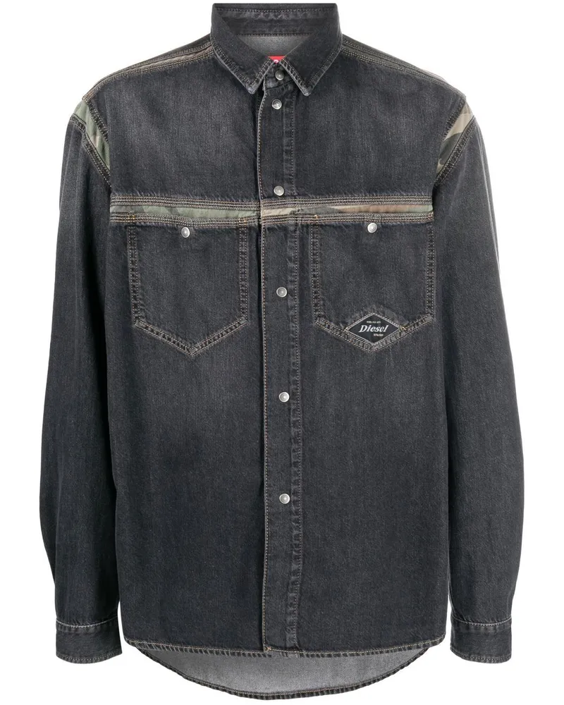 Diesel Hemd mit Camouflage-Print - Schwarz Schwarz