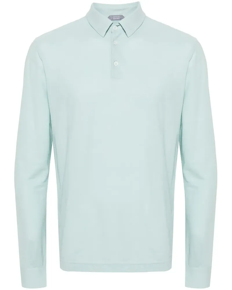 Zanone Poloshirt mit langen Ärmeln - Blau Blau