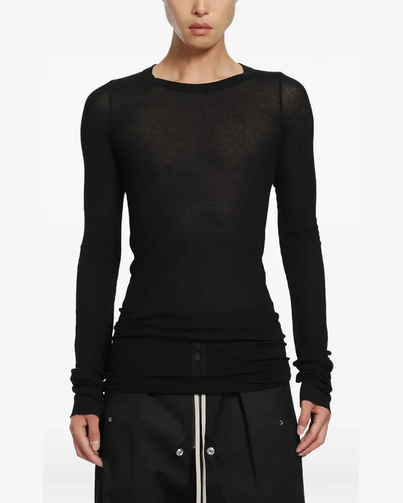 Rick Owens Tower ribbed-knit long-sleeve T-shirt - Schwarz Schwarz