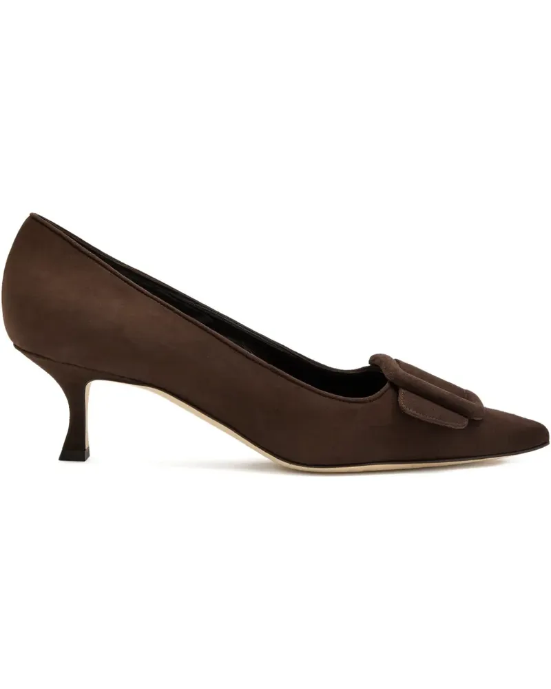 Manolo Blahnik Wildleder-Pumps mit Schnallenverzierung 50mm - Braun Braun