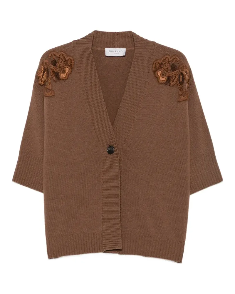 Ermanno Scervino Cardigan mit Blumenapplikation - Braun Braun