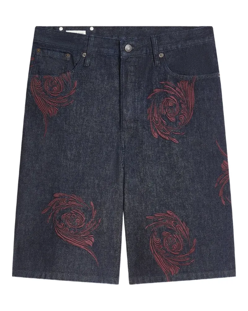 Dries van Noten Bestickte Jeans-Shorts - Blau Blau