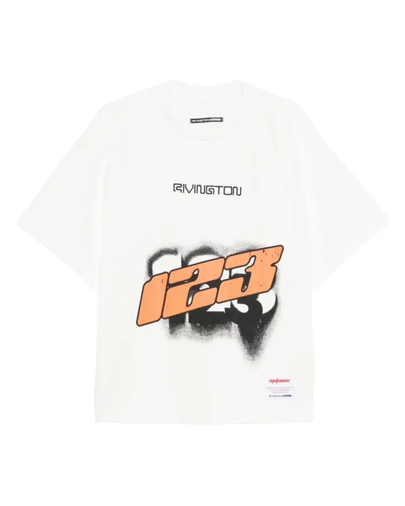 RRR123 T-Shirt mit Logo-Print - Weiß Weiß