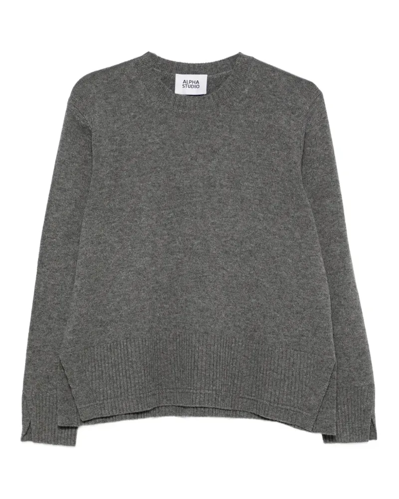 Alpha Studio Gerippter Pullover mit Schlitzen - Grau Grau