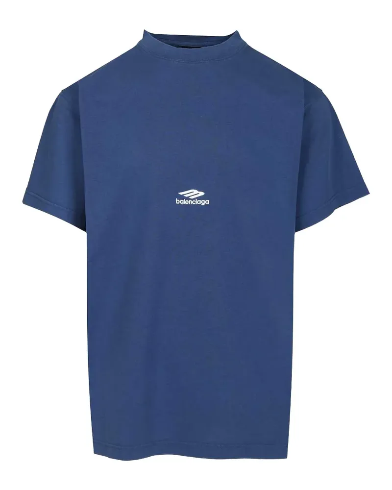 Balenciaga oversized embroidered T-shirt - Blau Blau