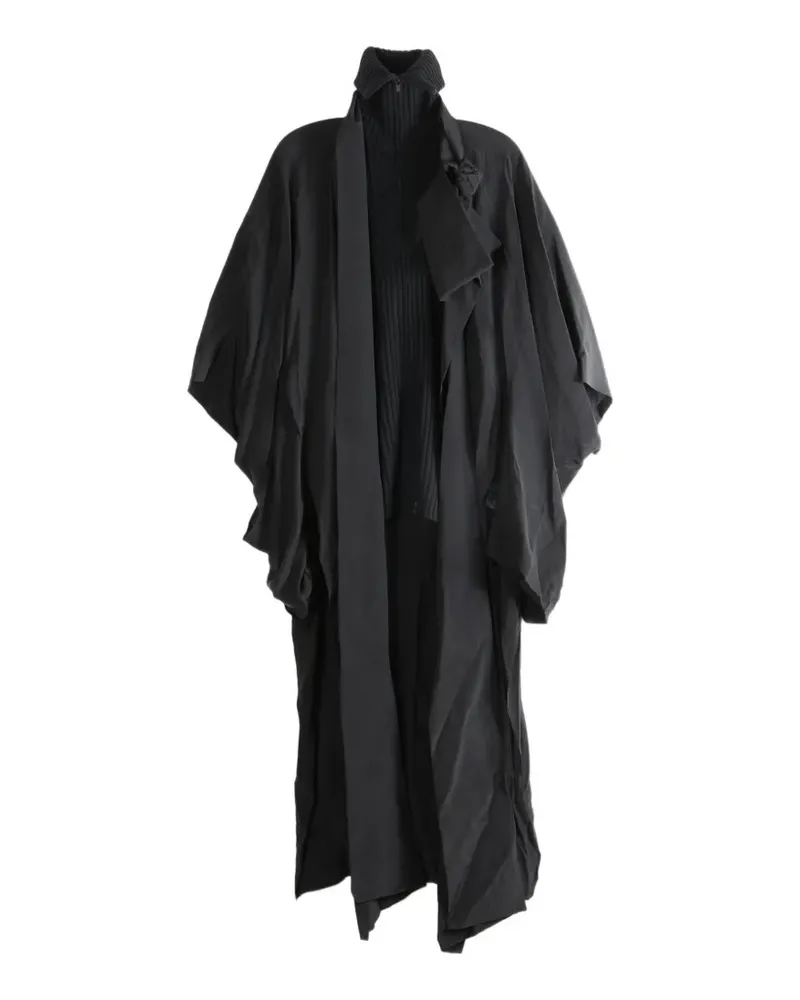 Yohji Yamamoto Mantel mit Kimonoärmeln - Schwarz Schwarz