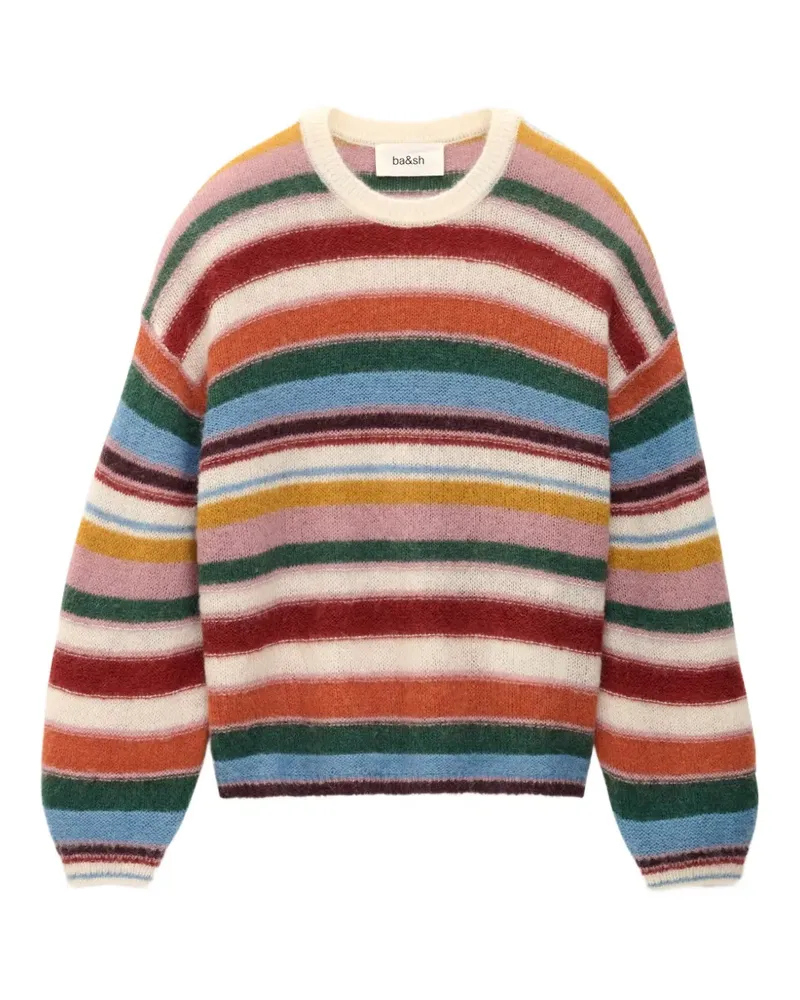 ba&sh Gestreifter Serena Pullover mit rundem Ausschnitt - Nude Nude