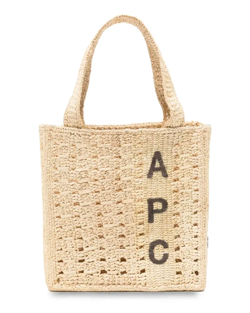 A.P.C. June logo-embroidered woven tote bag - Nude Nude