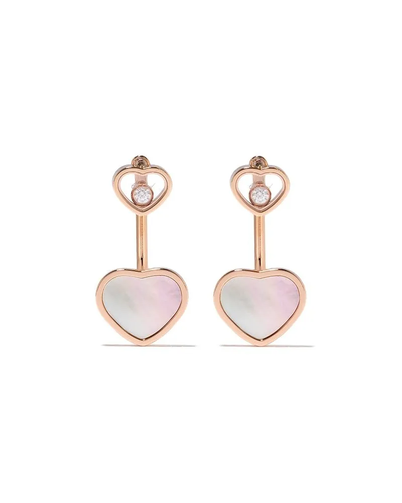 Chopard 18kt 'Happy Hearts' Rotgoldohrringe mit Diamant und Perlmutt - Rosa Rosa