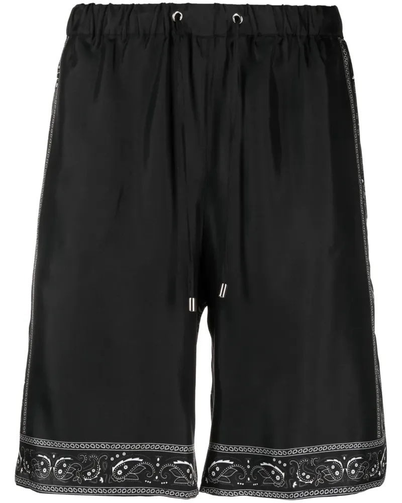 Philipp Plein Shorts aus Seide mit Totenkopf-Print - Schwarz Schwarz