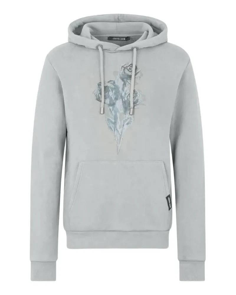 Roberto Cavalli Hoodie mit Rosen-Print und Kordelzug - Grau Grau