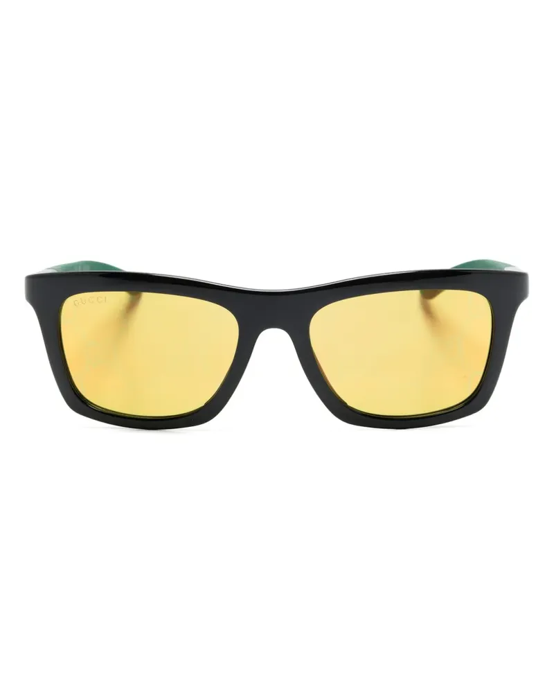 Gucci Sonnenbrille mit eckigem Gestell - Schwarz Schwarz